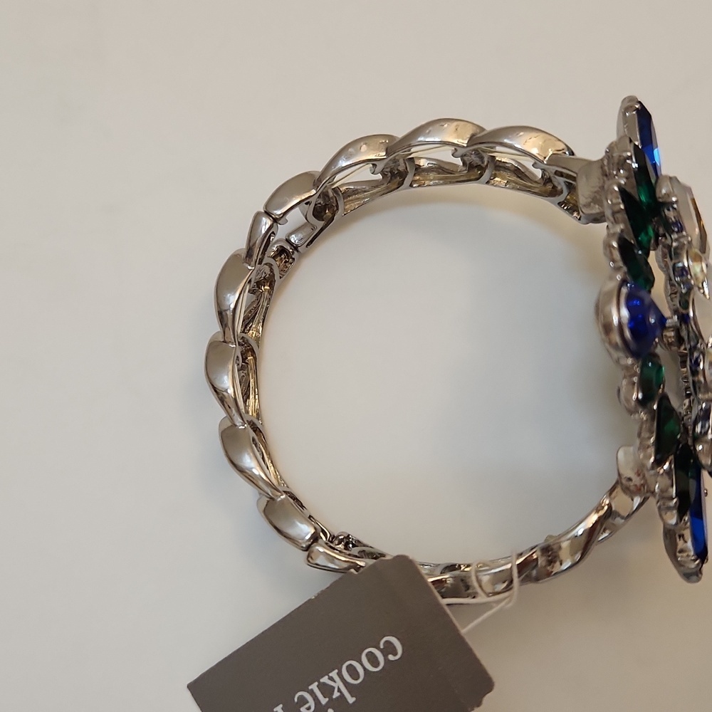 NWT Cookie Lee Silver Metal Flower Bracelet - Picture 4 of 8